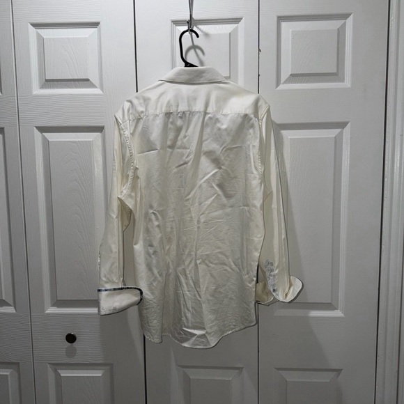 Robert Graham Size XL Classic Fit White and Blue Embroidered Long Sleeve Shirt - Picture 5 of 5